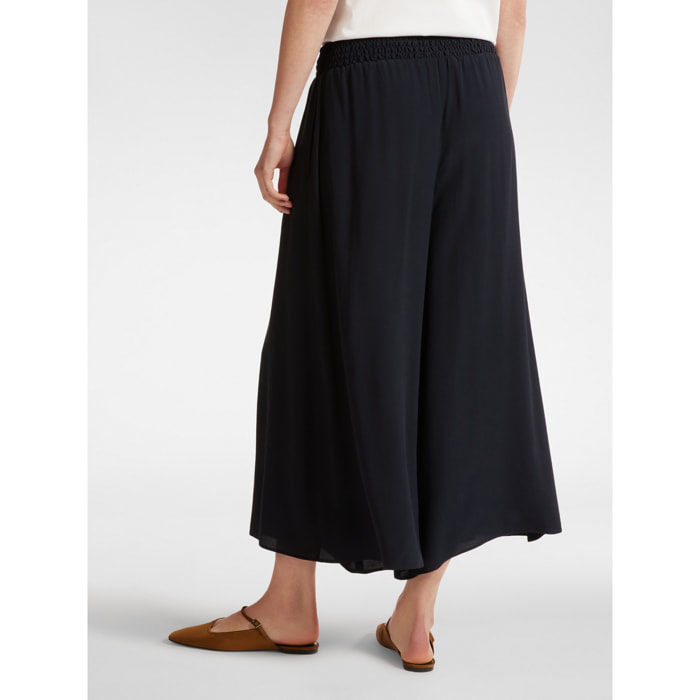 Elena Mirò - Pantalón ancho cropped - Azul