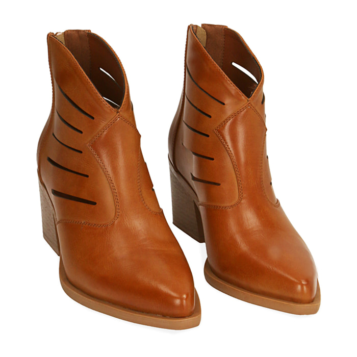Ankle boots cognac, tacco 6,5 cm
