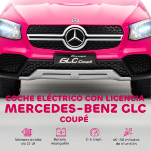 Coche Eléctrico para Niños Mercedes-Benz GLC, Coupé Coche de Batería 12V con Mando a Distancia 2,4 G Motor Doble Arranque Progresivo 3â€“5 km/h Uso 80 Min MP3 Bocina y Faros LED 3-6 Años Rosa
