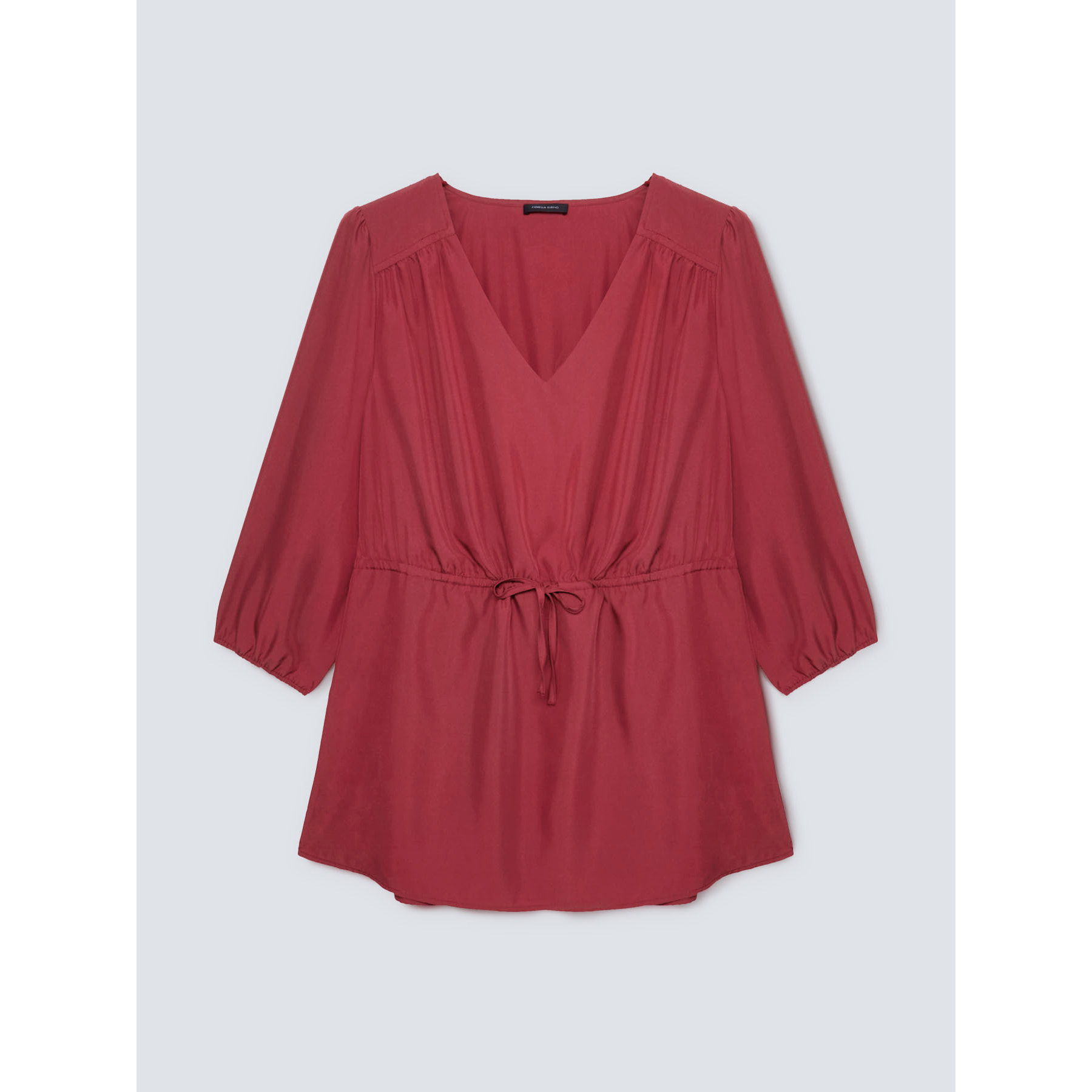 Fiorella Rubino - Blusa con escote de pico y jareta - Rojo