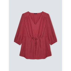 Fiorella Rubino - Blusa con escote de pico y jareta - Rojo