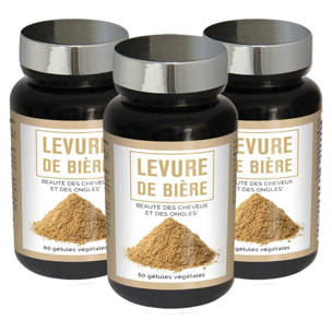 NUTRIEXPERT - Levure de bière - Beauté et santé des cheveux et des ongles - Concentré de nutriments - 60 gélules végétales - Lot de 3 produits