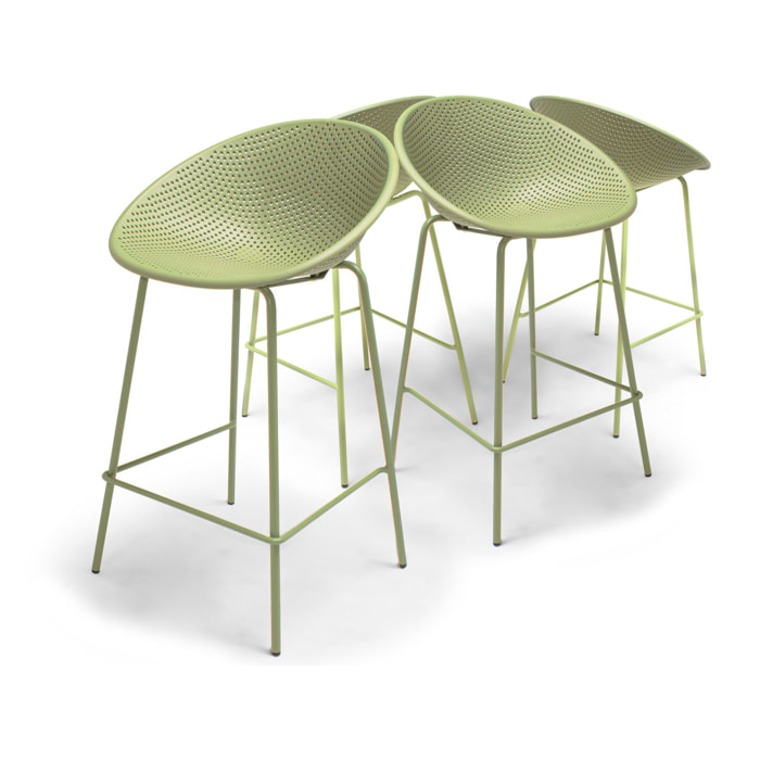 Rio - Set di 4 sgabelli da bar in PP verde stile moderno per interni di design verde