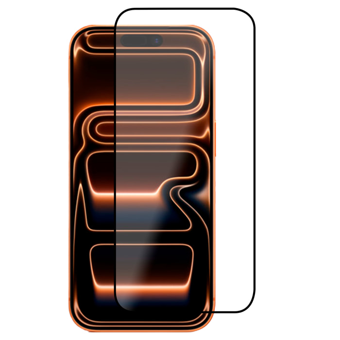 Protector de pantalla de cristal templado 9H y diseño 9D con bordes negros para iPhone 17 Pro.