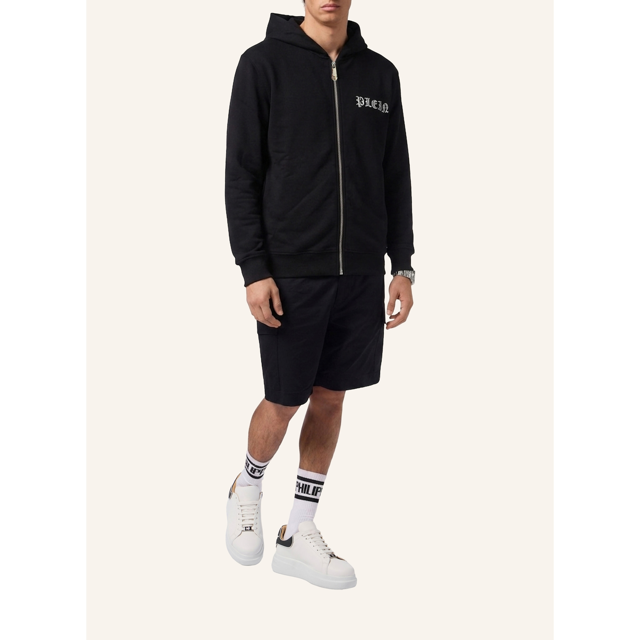PHILIPP PLEIN Felpa con zip e cappuccio SKULL
