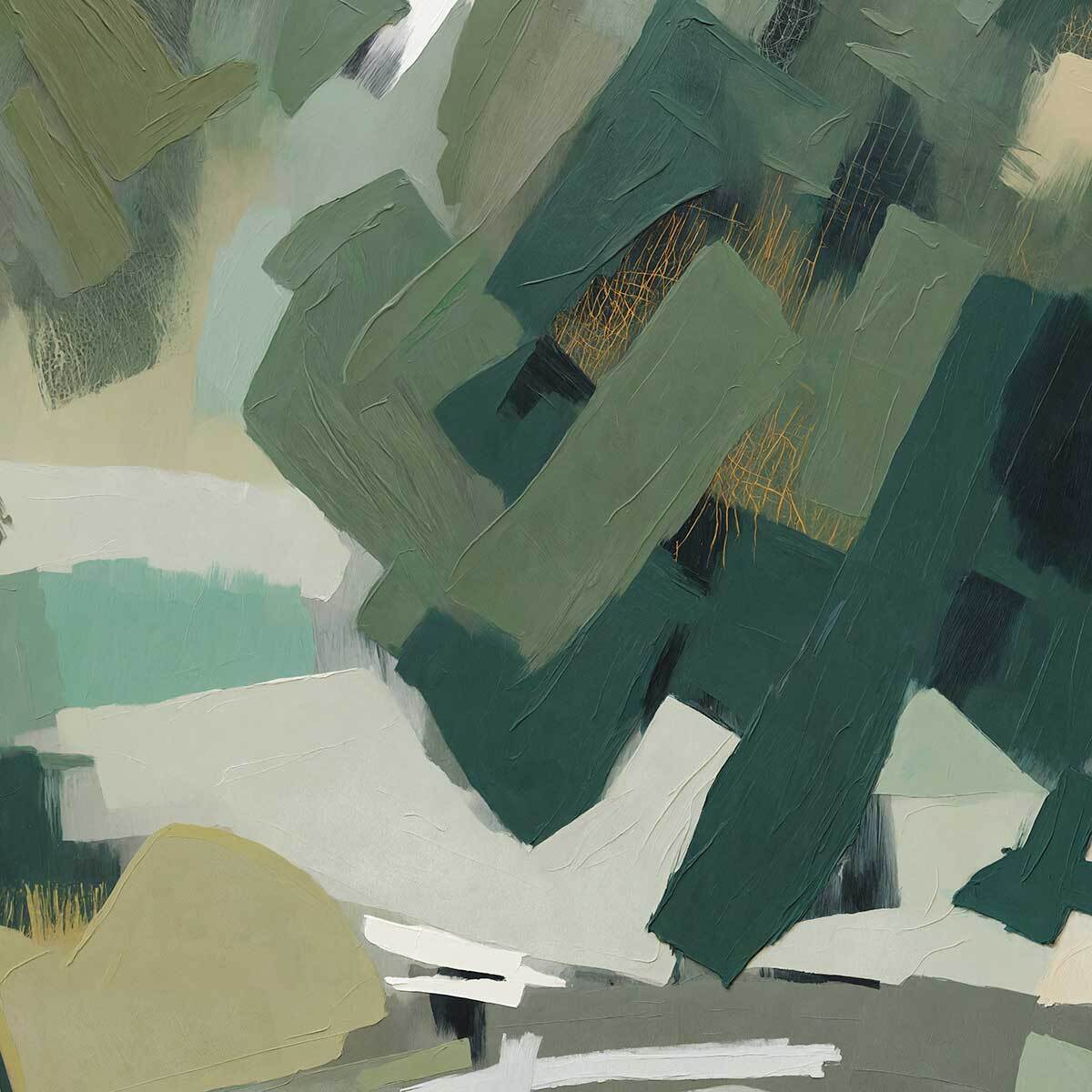Papier peint Sous-bois cubiste vert olive Intissé