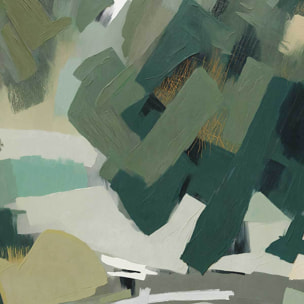 Papier peint Sous-bois cubiste vert olive Intissé
