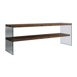 Mobile porta TV Dpianc, Credenza da soggiorno, Armadio basso per TV, Base parete attrezzata, 120x35h45 cm, Noce Scuro