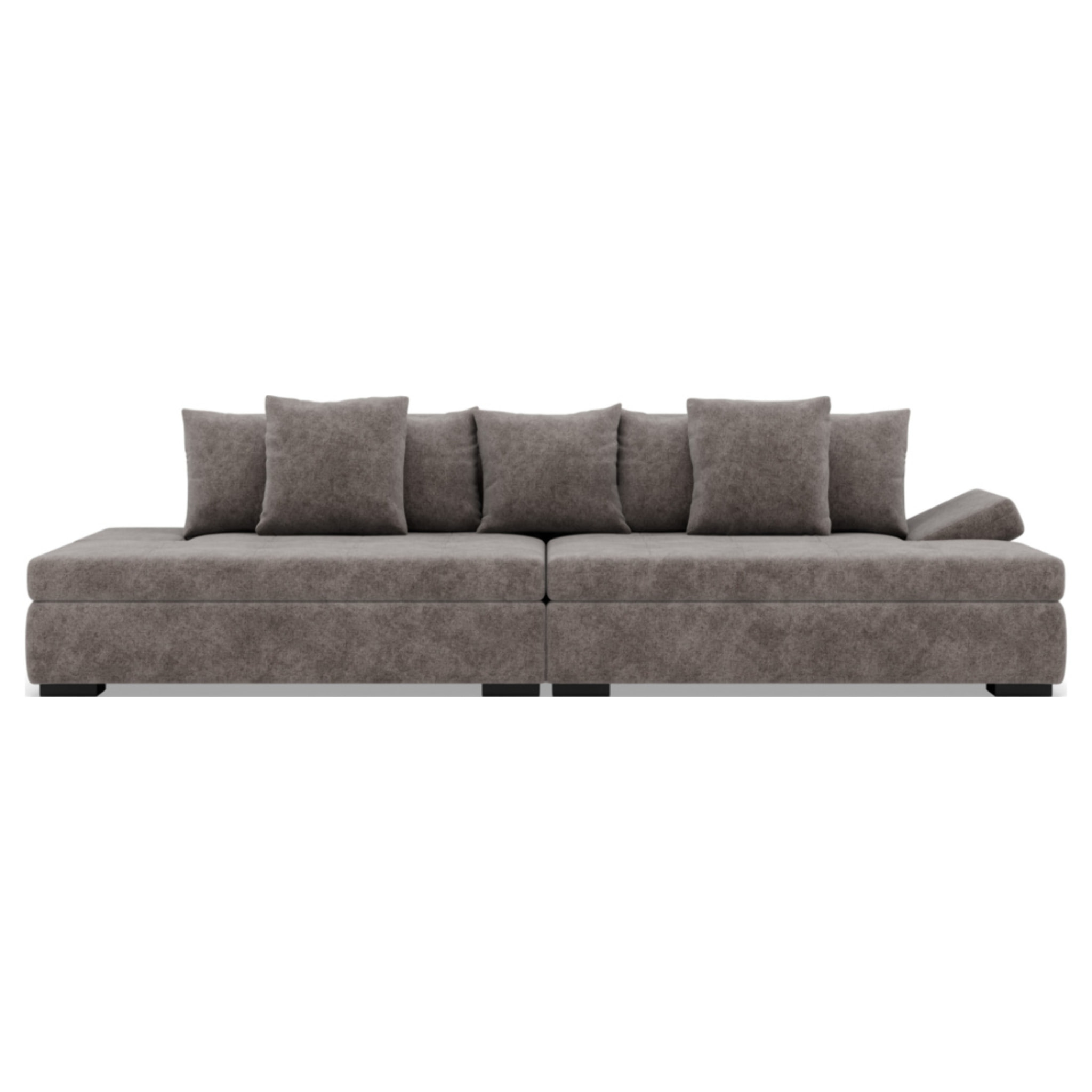 Vermont - canapé droit 4 places avec double méridienne - assise profonde - en velours texturé - Gris