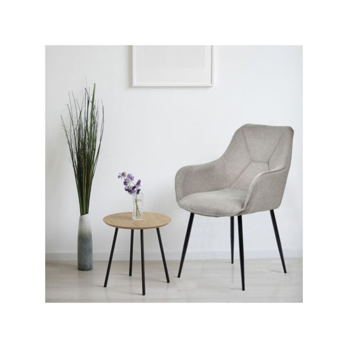 Chaise en tissu avec accoudoirs et pieds métal noir - MIKI