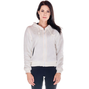 Chaqueta básica de sherpa con capucha para mujer