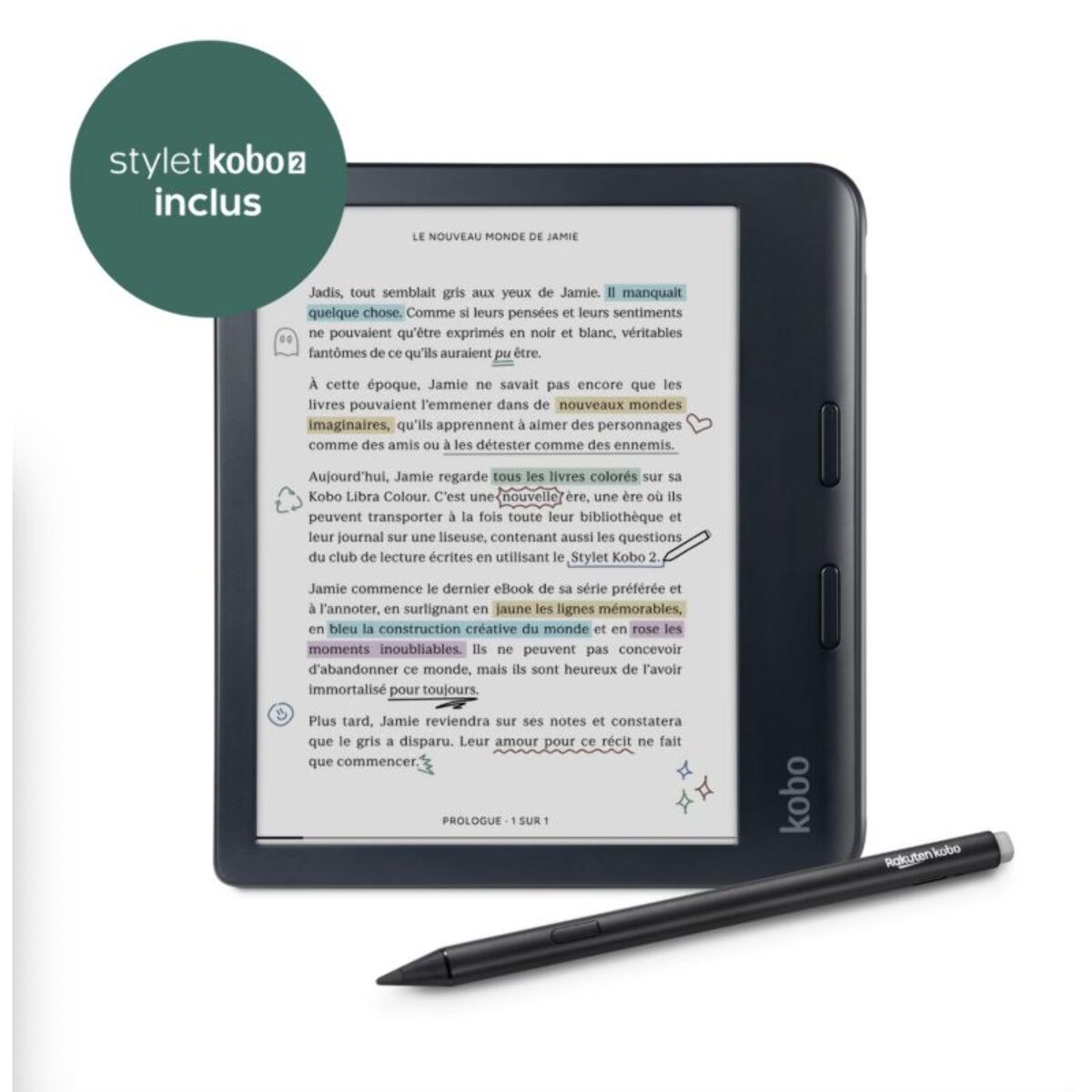 Liseuse eBook KOBO Pack Libra Colour + Stylus 2 noir