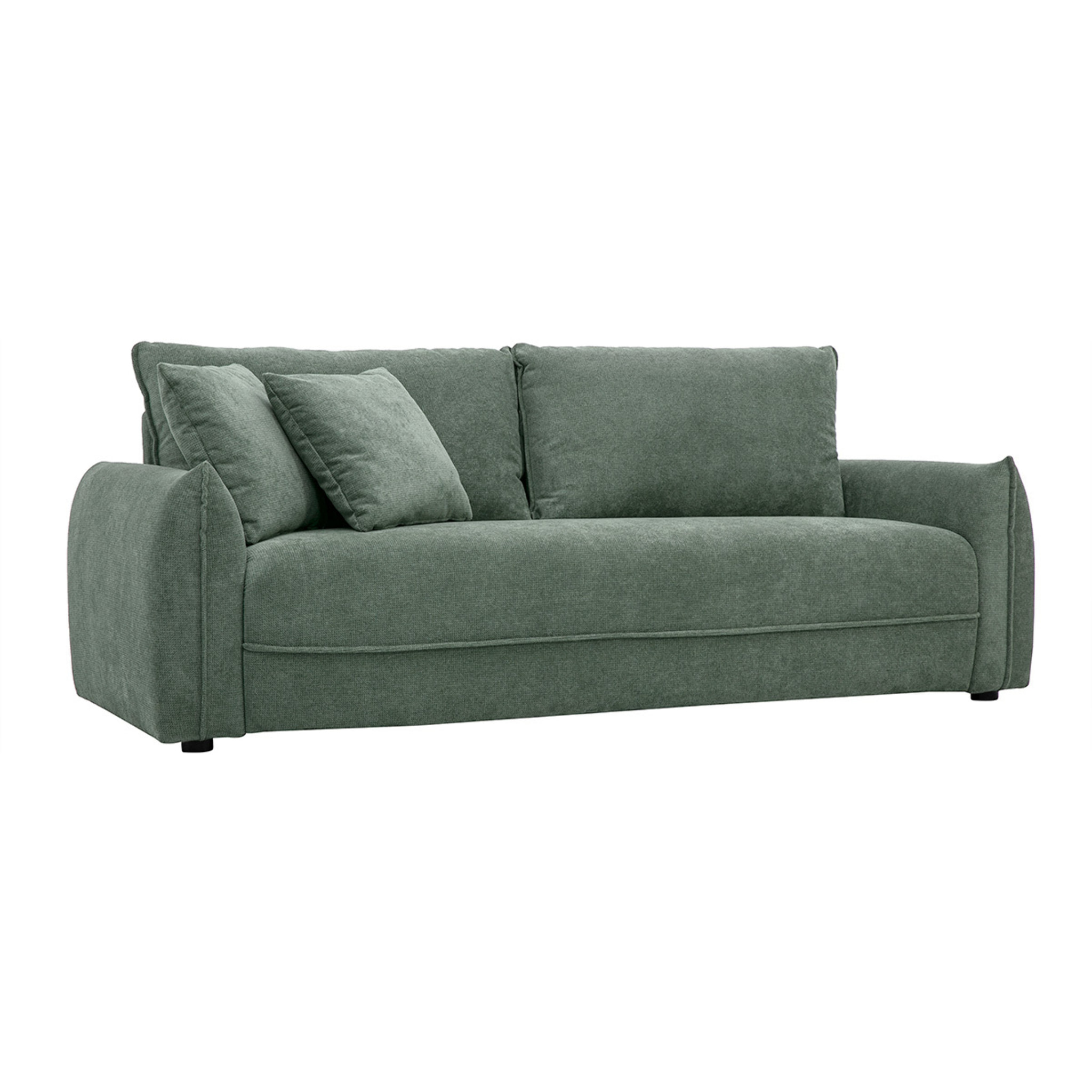 Canapé 3 places en tissu chenille vert kaki PIO