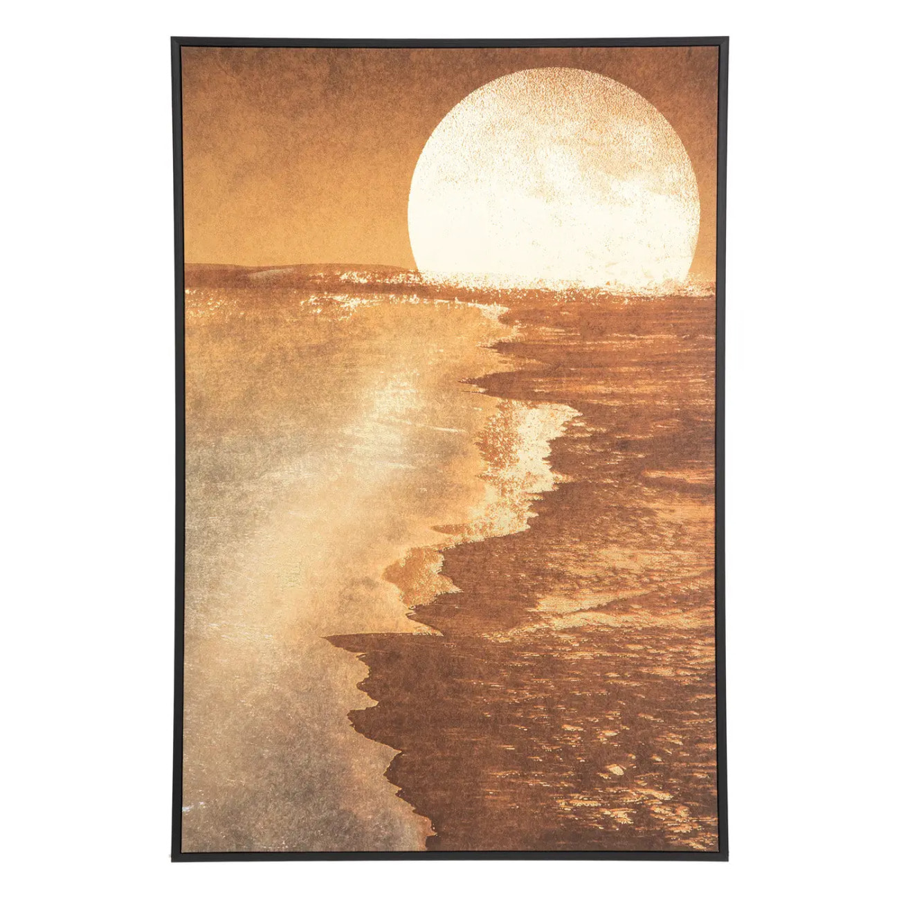 Toile imprimée encadrée "Soleil" - bois - 60x90 cm