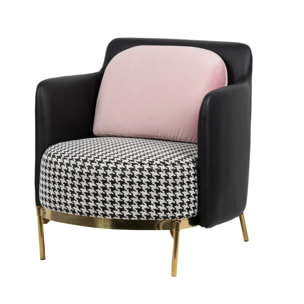 Sillon Pu Velvet Negro Rosa Tulsa 70x80x81 Cm