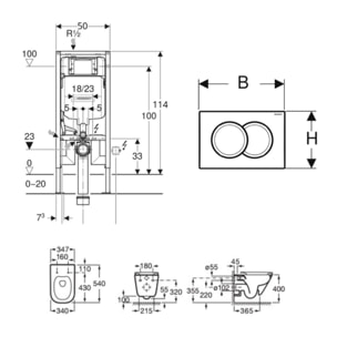 Duofix Pack Bâti-support Extra-plat + WC sans bride Roca Gap + Abattant slim, SoftClose + Plaque blanche (SLIM-GAP-C)