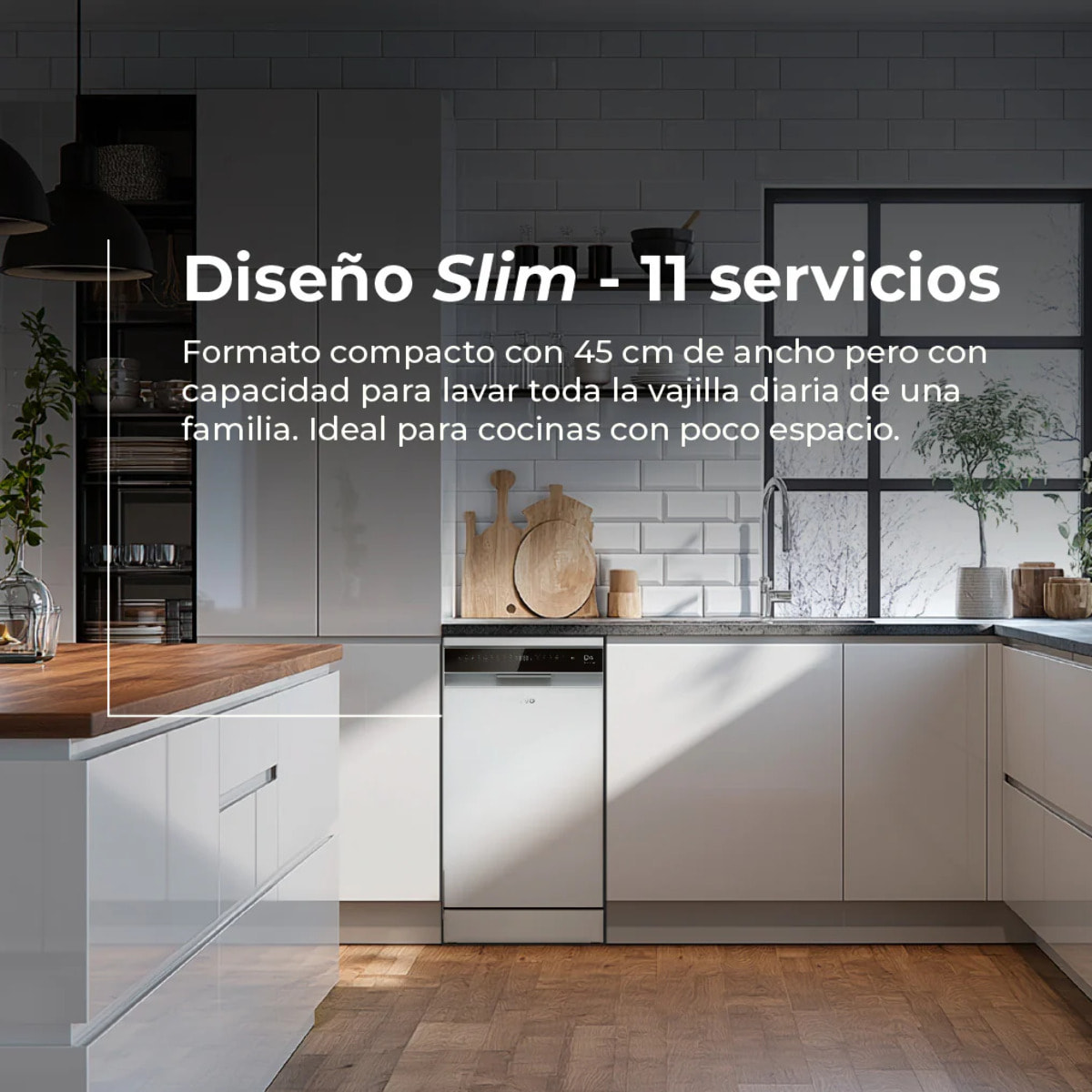 EVVO D4 Slim Lavavajillas 45cm Libre Instalación 11 Cubiertos 8 Programas Clase C