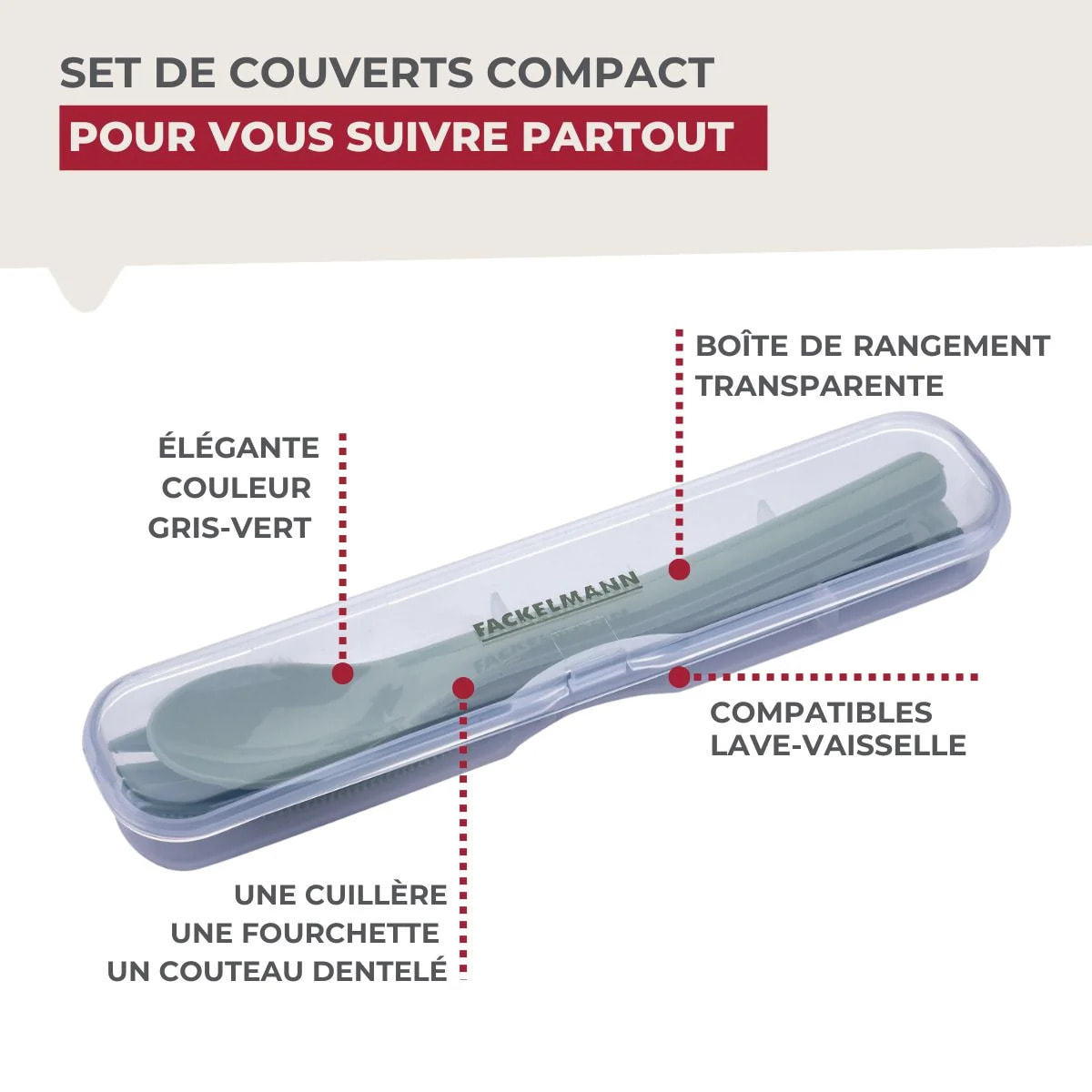 Boîte de 3 couverts réemployables Fackelmann Storage