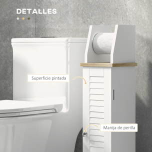 Armario de Baño Moderno Columna Auxiliar de Baño Mueble de Suelo de Baño con Estantes Ajustables y Portarrollos de Papel 18x20x80 cm Blanco