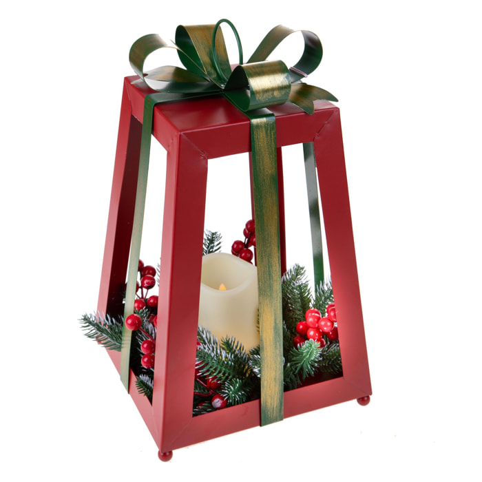 Lant.natalzia con candela led - Pezzi 1 - ROSSO - Bianchi Dino SpA