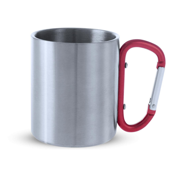 Bastic taza de acero inox de 210ml de capacidad con cuerpo de acabado brillante y asa mosquetón