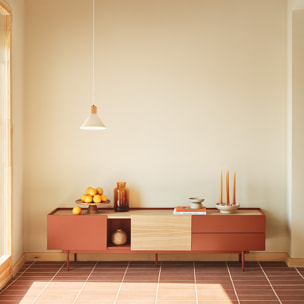 Mueble de televisión Otto 2 puertas y 2 cajones teja y roble
