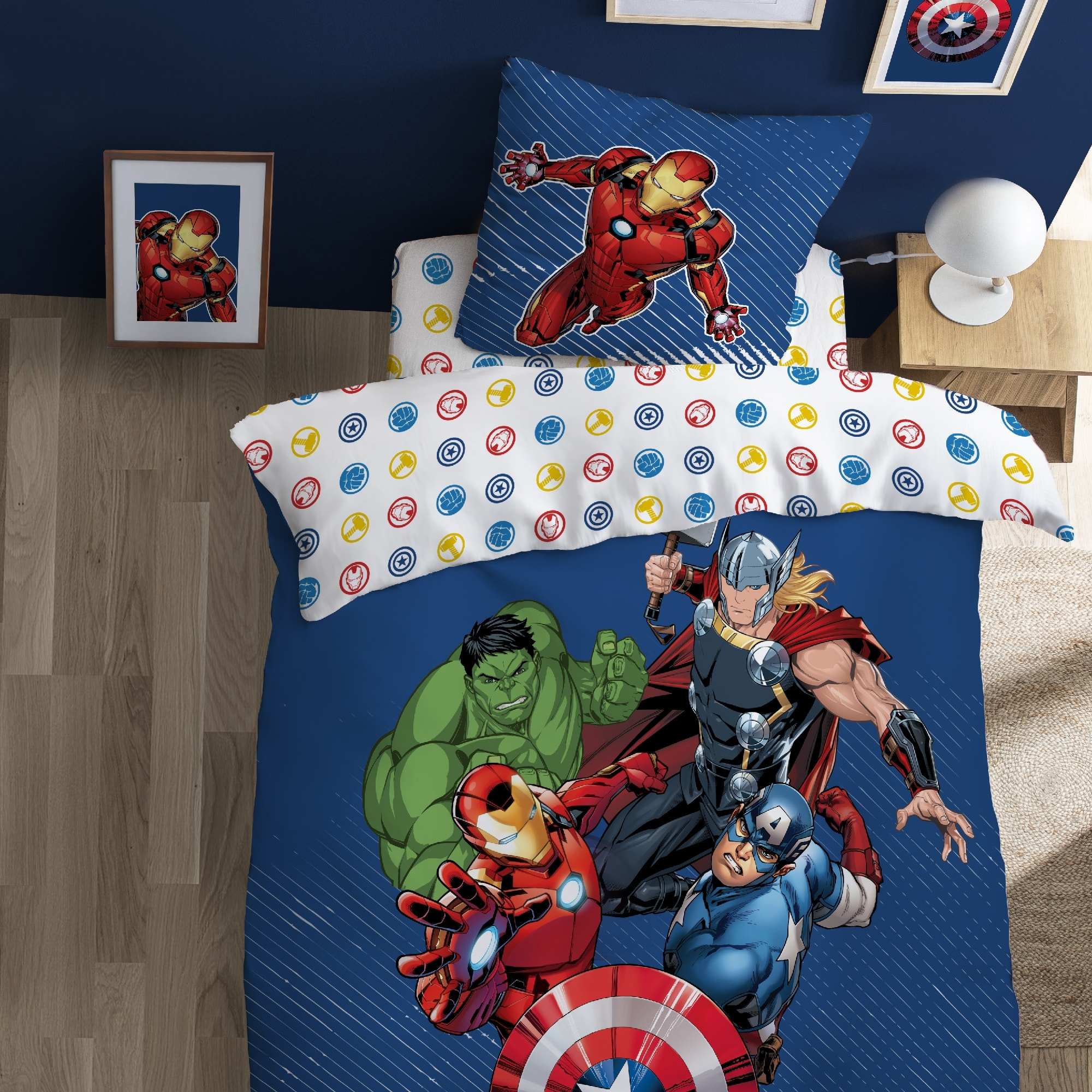 Parure de lit imprimée 100% coton, AVENGERS HOME TEAM