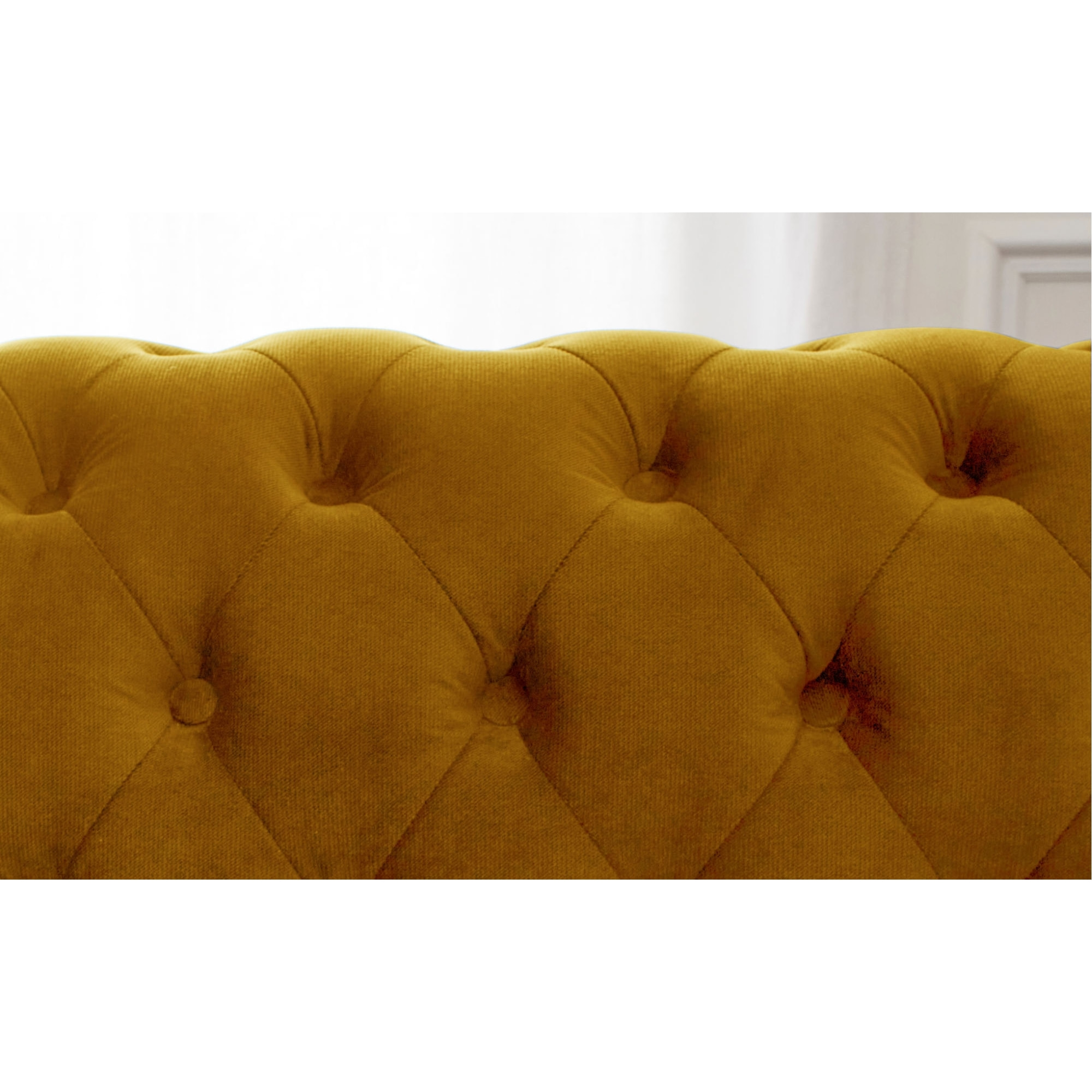 William - canapé Chesterfield d'angle droit - 4 places - en velours - Jaune