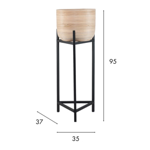 Cache pot en rotin pieds en métal noir 35cm h78-95cm LIMA