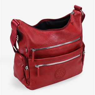 Bolso bandolera rojo con cremalleras