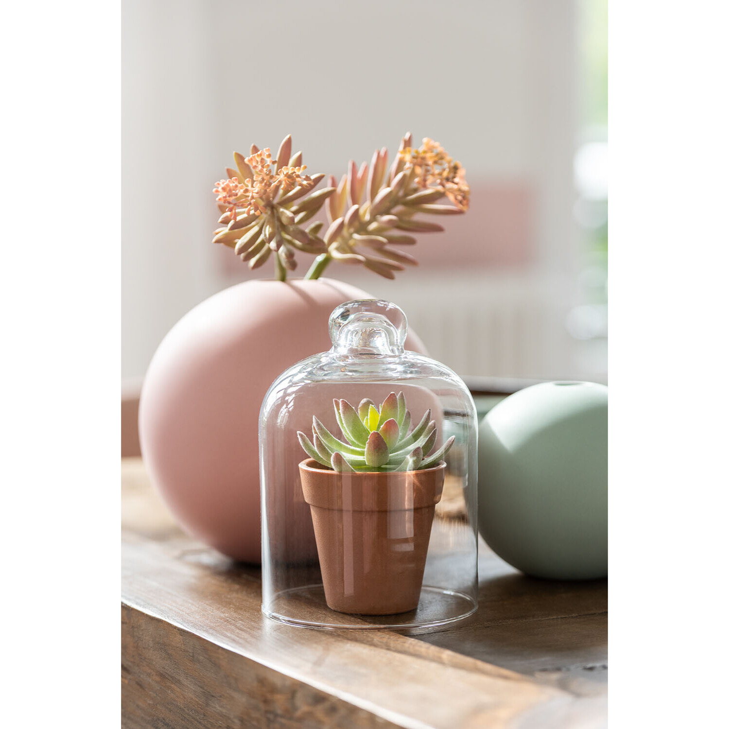 J-Line vase Boule - céramique - rose pastel - large - 23.00 cm de hauteur