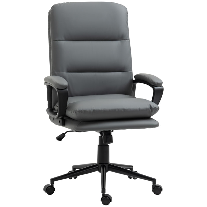 Chaise de bureau ergonomique - hauteur réglable, pivotante 360° - accoudoirs rembourrés - acier noir synthétique gris