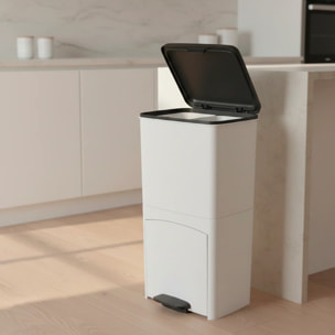 Poubelle pédale tri sélectif PICEA blanc 70L
