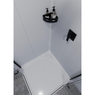 Panier d'angle pour la douche en acier inoxydable 16,5cm, Noir (SATDPOLROHMC)