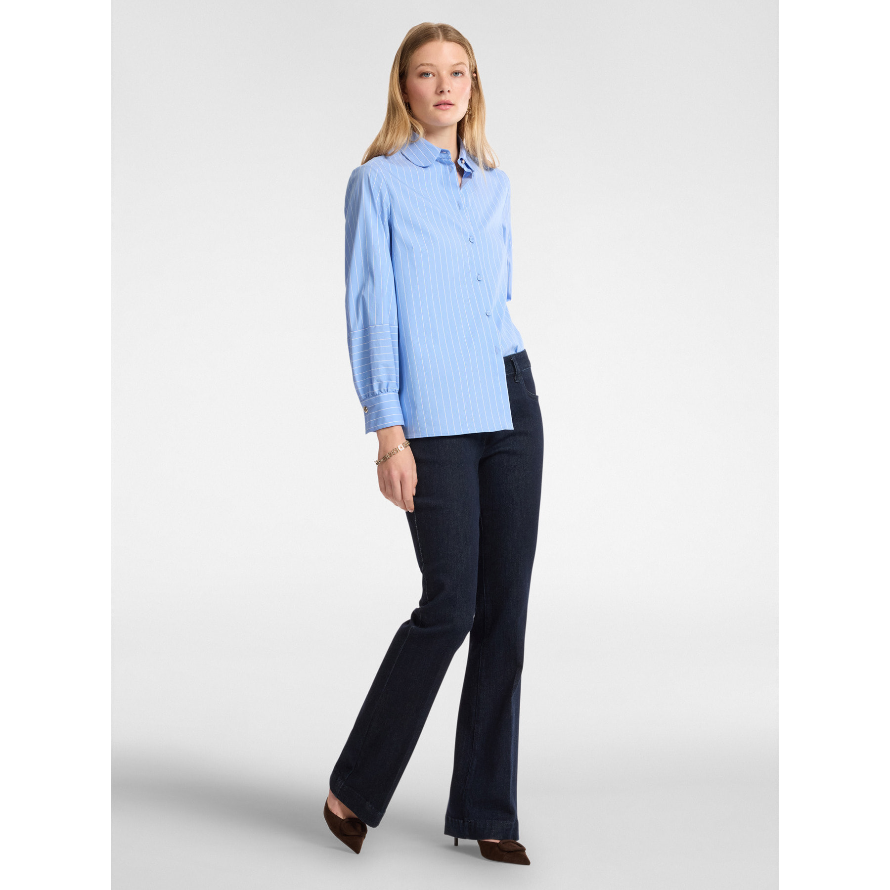 Elena Mirò - Camicia rigata - Azzurro