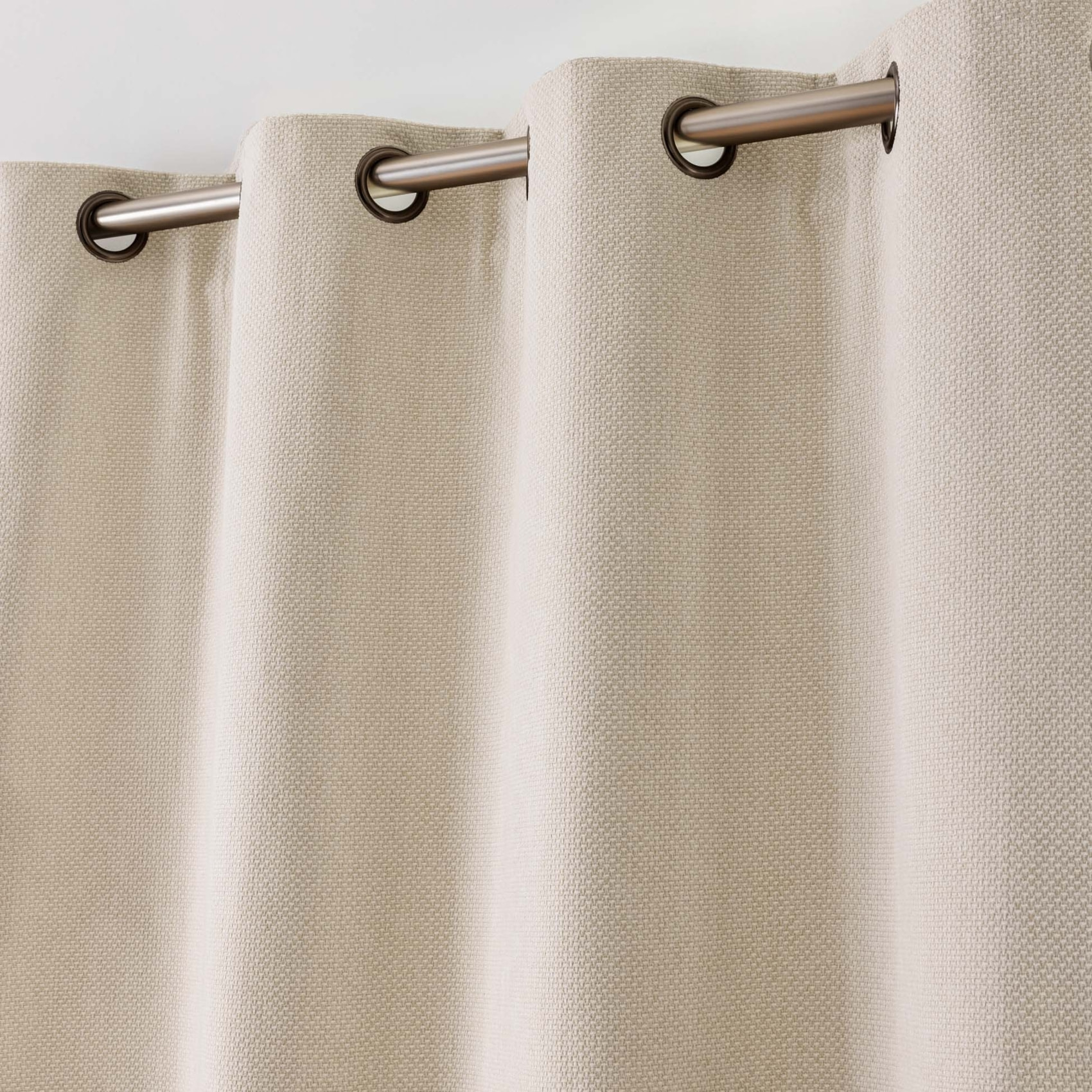 Rideau 100% occultant à œillets en tissu uni - Naturel