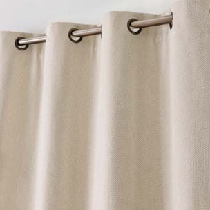 Rideau 100% occultant à œillets en tissu uni - Naturel