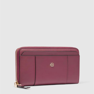 Piquadro Portafogli grande con zip, 4 soffietti, porta monete, porta carte di credito, protezione RFID