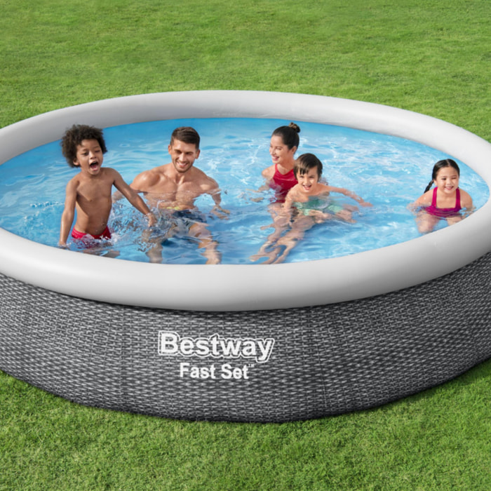 Bestway Piscine gonflable ronde Bestway Fast Set 366 x 76 cm Effet Rotin