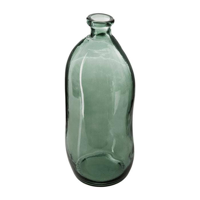 Jarrón botella Uly cristal reciclado caqui, 35 cm de alto