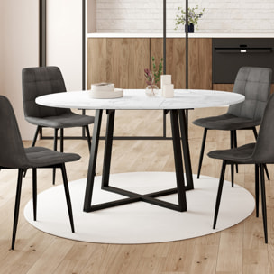 Table à manger ronde extensible Sana Ø110-150cm effet marbre