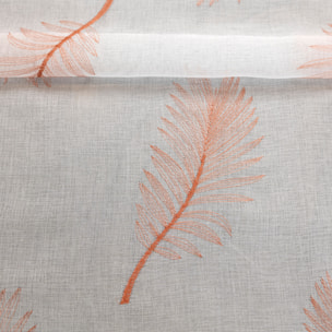 Voilage brodé à motifs feuilles - Terracotta