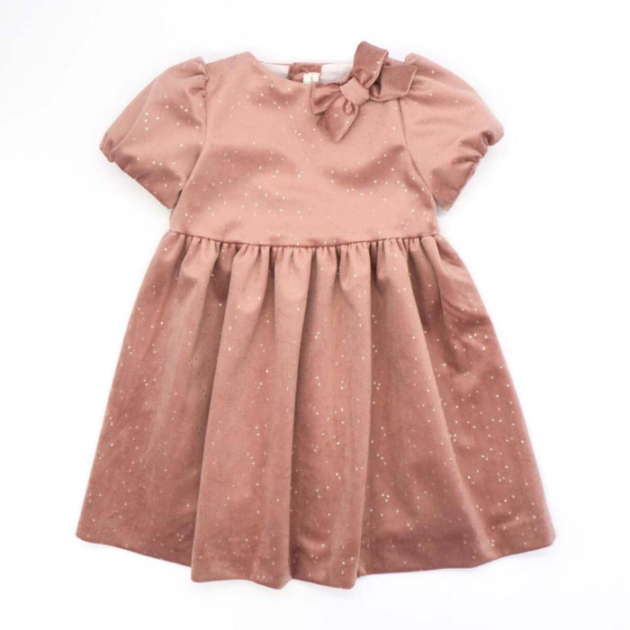 Vestido rosa con chispitas plata