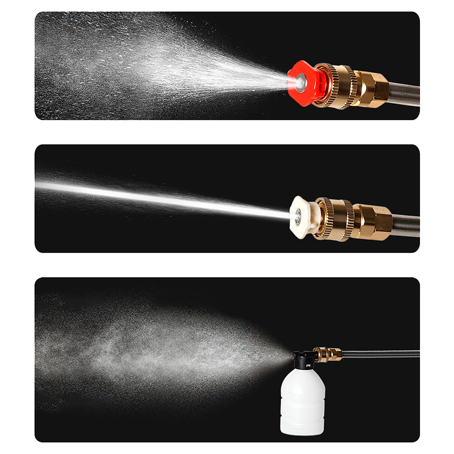 Pistola per lavaggio a pressione con batteria integrata da 12000 mAh, 3 adattatori di lavaggio diversi, potenza di 300W e 25 bar di pressione.