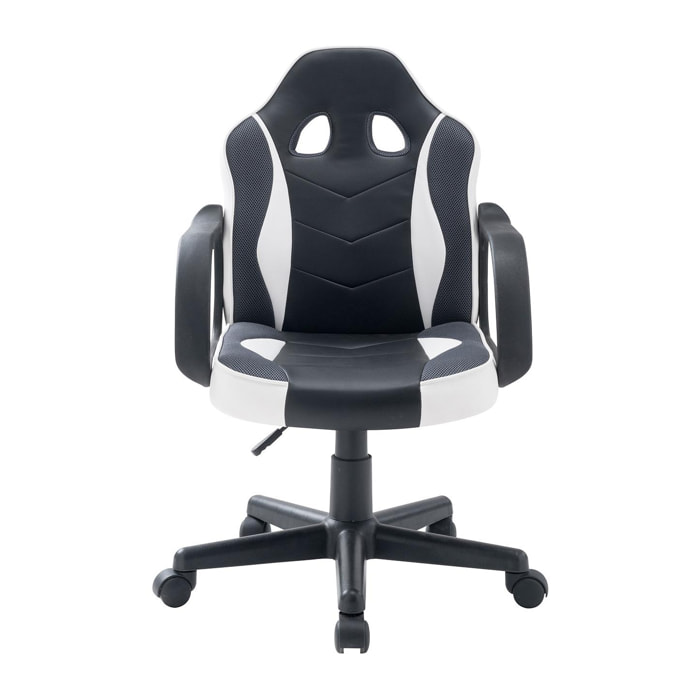 Assen - sedia gaming in pvc+pl e nylon bianco e nero