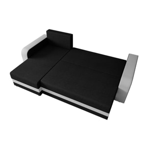 Harvey - Canapé d'angle réversible 4 places convertible avec coffre en tissu bicolore - Noir / Gris