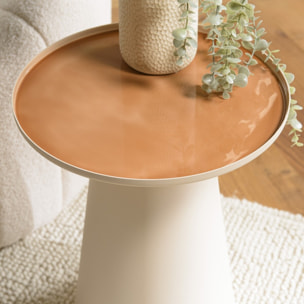 JAMES - Table d'appoint ronde 40x40cm plateau en métal émaillé caramel JAMES