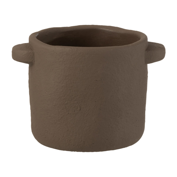 J-Line cache-pot Gustave - ciment - brun foncé -  2 pièces - Ø 14 cm