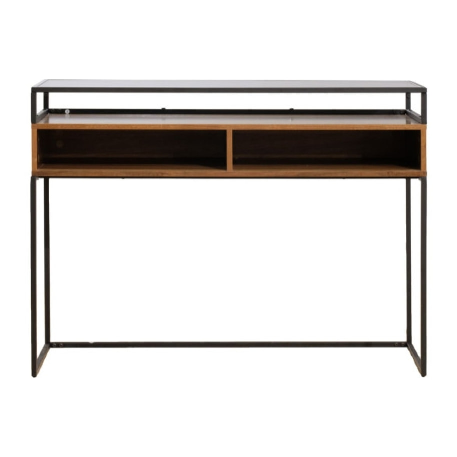 Console décor bois foncé et métal noir industriel - ESPERANCIO 063