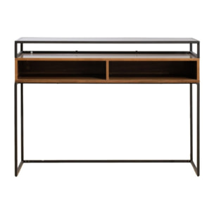 Console décor bois foncé et métal noir industriel - ESPERANCIO 063